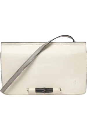 Gucci Off- Leather Lady Bamboo Flap Bag