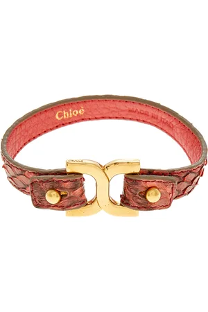 Chloé Dark Coral Ayer Snakeskin Leather Marcie Bracelet