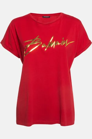 Balmain Foil Logo Printed Cotton T-Shirt M