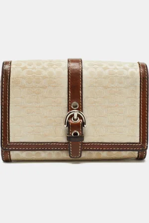 Coach Signature Canvas and Leather Buckle Flap Wallet