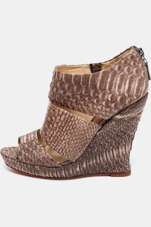 ALEXANDRE BIRMAN Two-Tone Python Leather Wedge Sandals Size 36