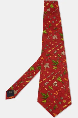 Dunhill Brick Autumnal Print Silk Tie