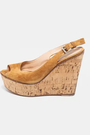 Gianvito Rossi Light Suede Wedge Sandals Size 38