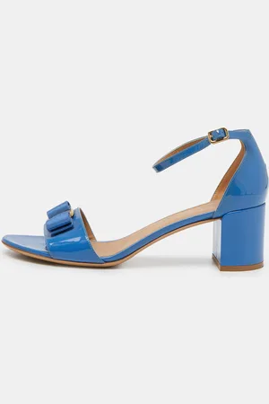 Salvatore Ferragamo Patent Leather Block Heel Ankle Sandals Size 40