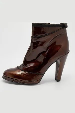Marc Jacobs Bronze Patent Leather Ankle Length Boots Size 40.5