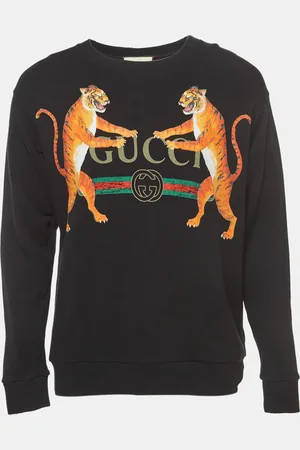 Gucci Logo Tiger Printed Cotton Knit Sweatshirt S