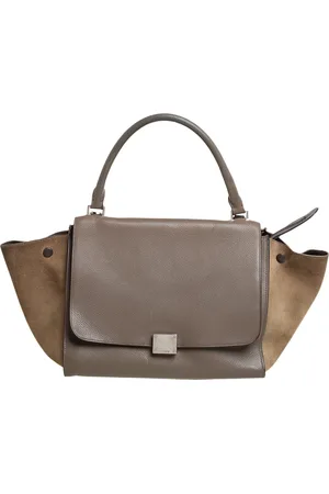 Céline /Grey Leather and Suede Medium Trapeze Top Handle Bag