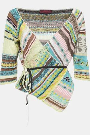 Kenzo Patterned Lurex Knit Wrap Top M