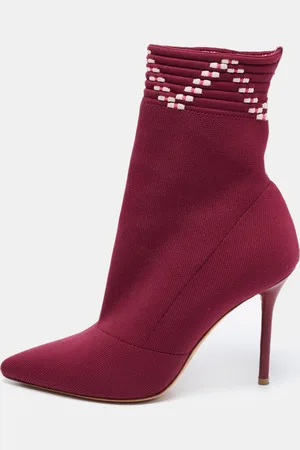 MALONE SOULIERS Plum Knit Fabric Mariah Ankle Boots Size 36