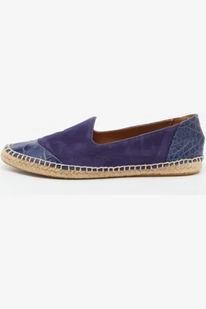Giorgio Armani Croc Embossed Leather and Suede Espadrille Flats Size 38