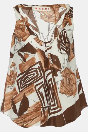Marni /Cream Cotton Abstract Print Sleeveless Top M