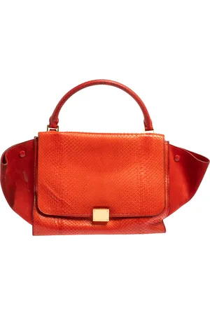 Céline Céline Python and Suede Medium Trapeze Top Handle Bag