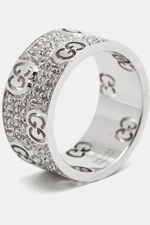 Gucci Icon Stardust Diamond 18K Gold Band Ring Size 52