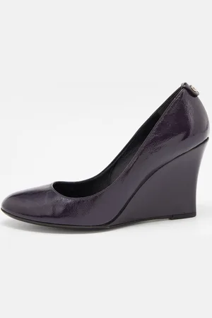 Gucci Patent Leather Wedge Round Toe Pumps Size 36