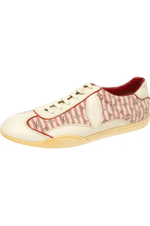 LOUIS VUITTON /Red Monogram Canvas And Leather Sneakers Size 39
