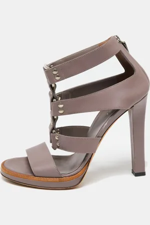Gucci Mauve Leather Studded Gladiator Sandals Size 37.5