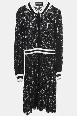 CHANEL Floral Lace Zip-Up Dress S