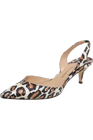 PAUL ANDREW Leopard Print Snakeskin Leather Slingback Sandals Size 38