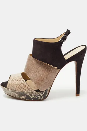ALEXANDRE BIRMAN Brown/ Python and Suede Platform Slingback Sandals Size 41
