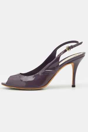 Gucci Patent Leather Peep-Toe Slingback Sandals Size 38.5
