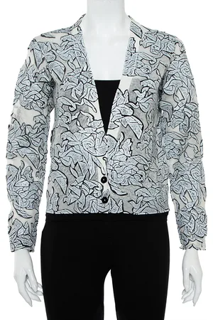 Balenciaga Monochrome Textured Knit Button Front Cropped Cardigan S
