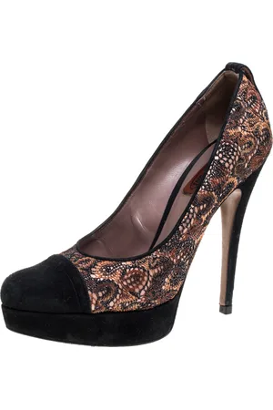 Missoni /Beige Lace and Suede Pointed Toe Platform Pumps Size 39