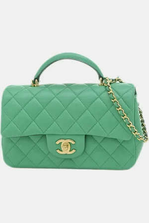 CHANEL Quilted Lambskin Classic Single Flap Top Handle Bag