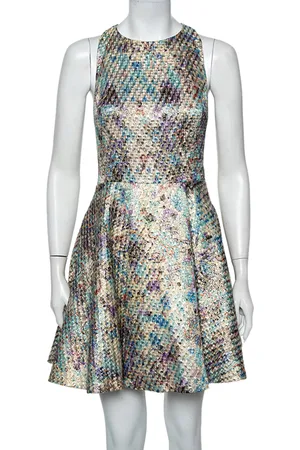 ALICE+OLIVIA Lurex Jacquard Cutout Detail Mini Dress S