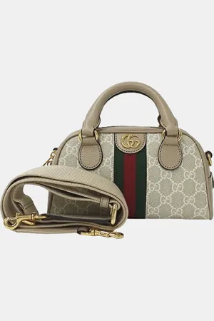 Gucci GG Canvas and Leather Mini Ophidia Top Handle Bag