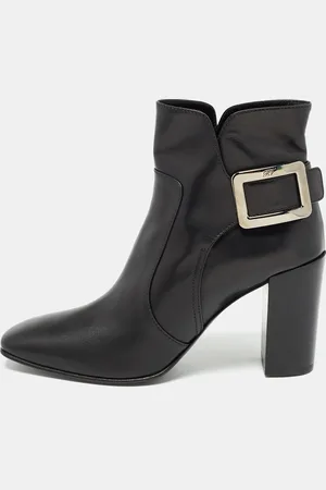 Roger Vivier Leather Buckle Ankle Boots Size 40.5