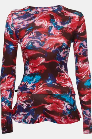 Kenzo Abstract Printed Jersey Drawstring Top XS