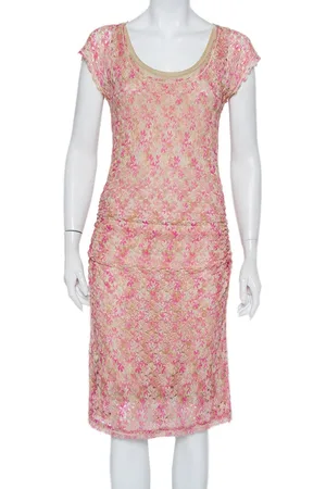 Missoni & Beige Knit Ruched Sleeveless Midi Dress M