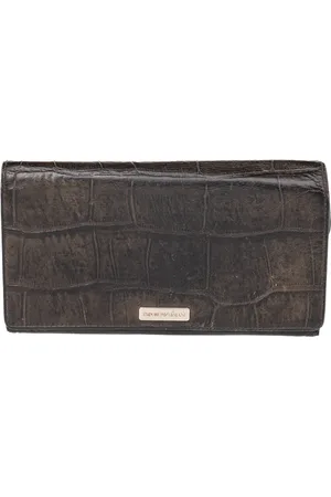 Emporio Armani Croc Embossed Leather Flap Wallet