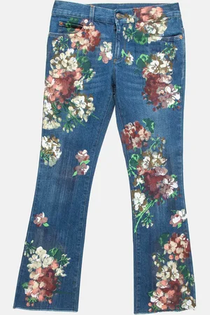 Gucci Floral Hand Painted Denim Jeans XS Waist 23"