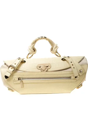 VERSACE Croc Embossed Leather and Suede Medium Canyon Bag