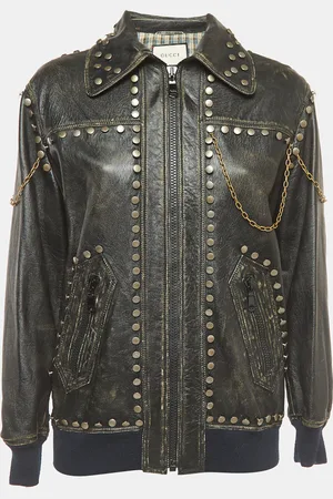 Gucci Studded Vintage Style Leather Jacket M