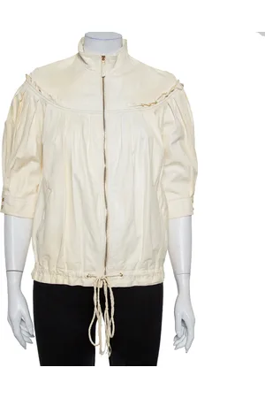 Roberto Cavalli Leather Pleated Detail Zipper Front Jacket S
