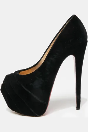 Christian Louboutin Velvet Drapesse Peep-Toe Platform Pumps Size 36