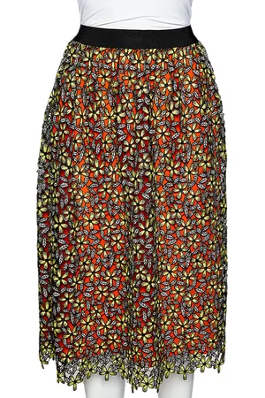 Self-Portrait Floral Guipure Lace Midi Skirt S