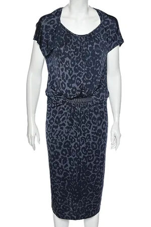 Giorgio Armani Animal Printed Silk Jersey Cut-Out Back Detailed Dress L