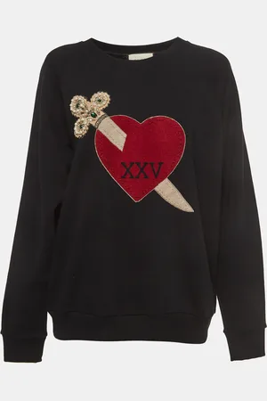 Gucci Cotton Dagger Heart Embroidered Sweatshirt S