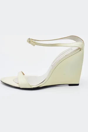 Sergio Rossi Off Patent Leather Wedge Sandals Size 38