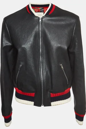 Gucci Blind For Love Embroidered Leather Bomber Jacket L