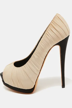 Giuseppe Zanotti Ruched Fabric Peep Toe Platform Pumps Size 36.5
