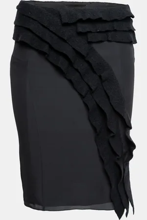 Emporio Armani Silk & Wool Ruffle Trimmed Skirt S