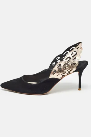 SOPHIA WEBSTER /Metallic Bronze Suede And Leather Angelo Slingback Pumps Size 37