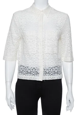Stella McCartney Lace Button Front Sheer Crop Top M