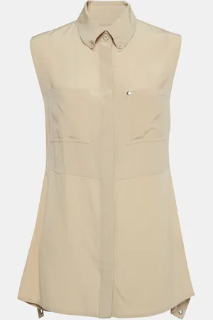 Burberry Silk Buttoned A-Line Sleeveless Shirt Blouse S
