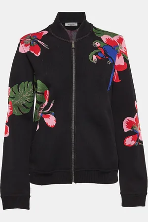 VALENTINO Tropical Intarsia Knitted Bomber Jacket L