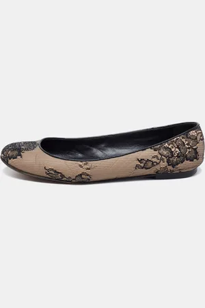 Giuseppe Zanotti /Black Mesh and Leather Embellished Ballet Flats Size 37